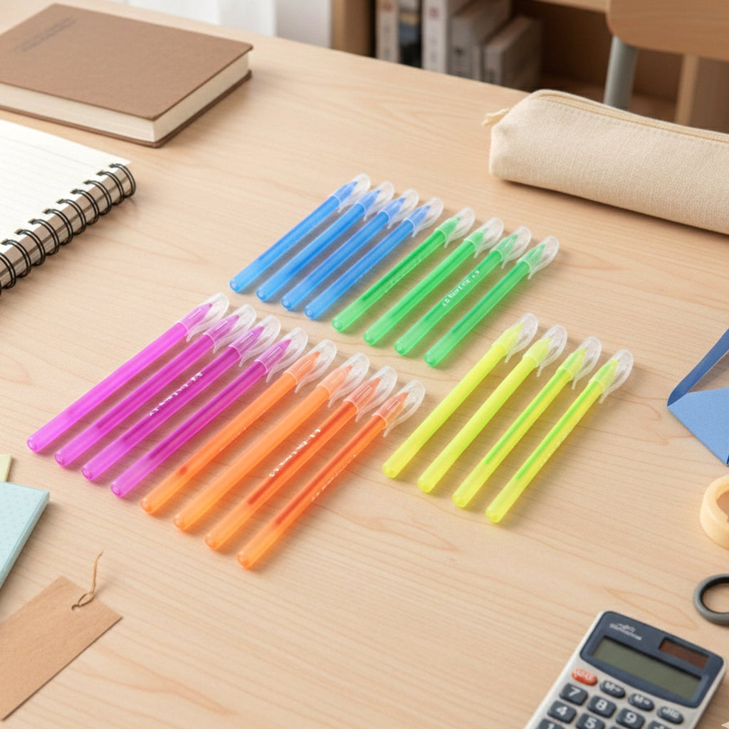 Colorful ballpoint pen set with clear caps for smooth writing