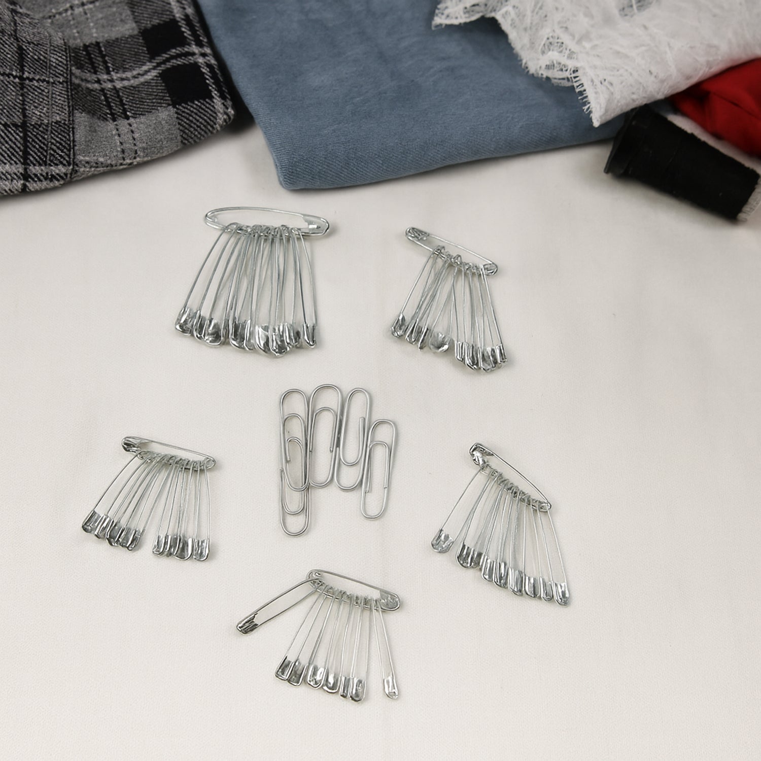 Versatile metal safety pins used for tailoring and daily utility