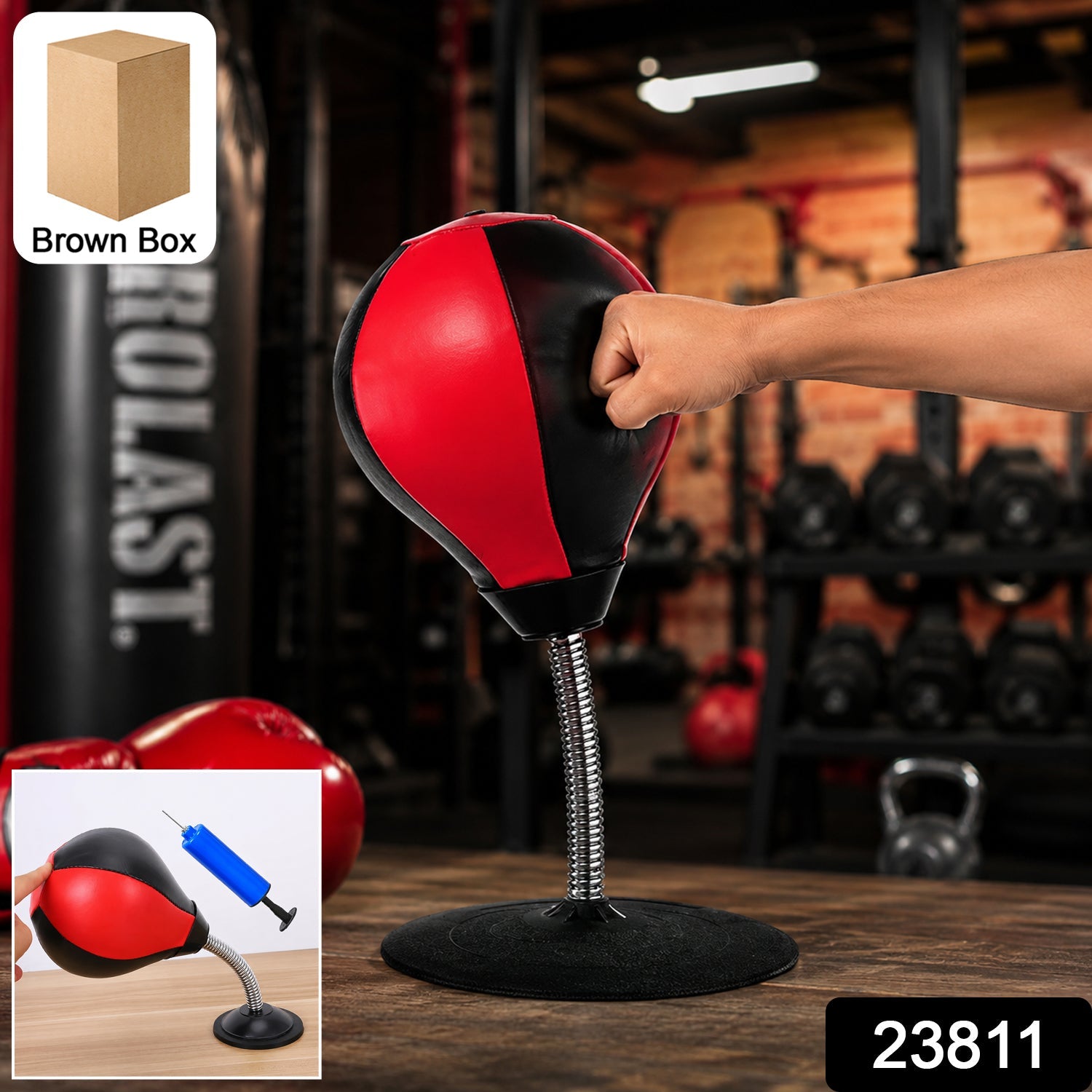 Desktop punching ball with spring base for reflex training