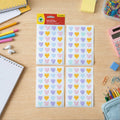 Sheet of colorful heart shape decorative stickers