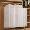 Main view of foldable non-woven suit cover set showing full-length zipper and breathable fabric.