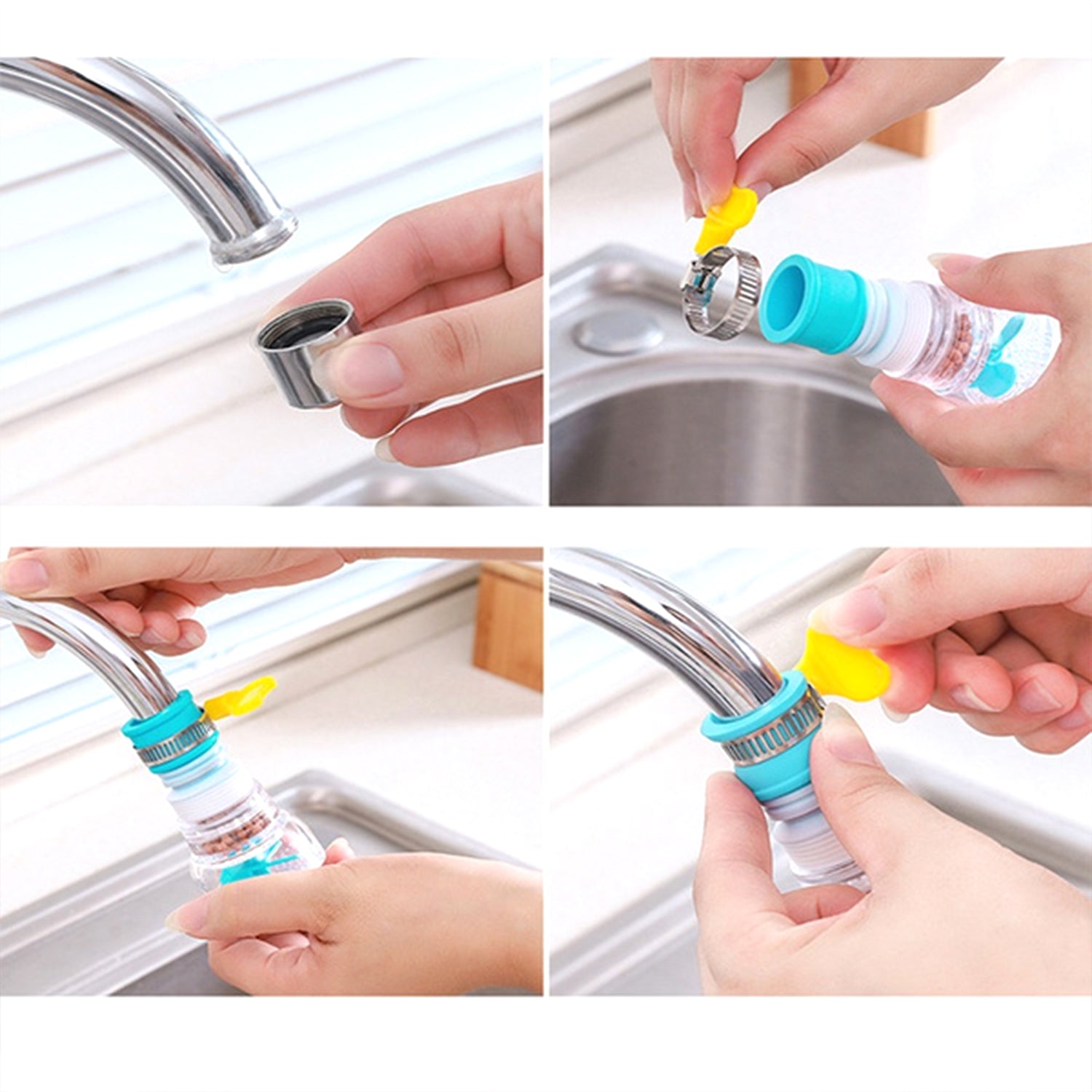 Expandable faucet regulator minimizing splash with its controlled water flow.