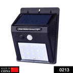 Front view of a 30-LED solar security light for garden walls.