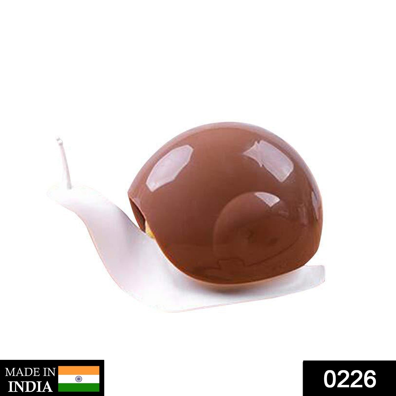 Side view of the portable snail shape liquid soap dispenser.
