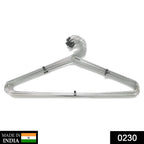 Close-up of a single durable stainless steel hanger with a 360-degree swivel hook.
