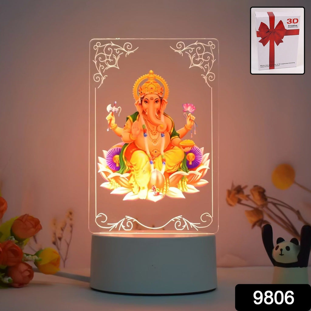 Side view of 3D Lord Ganesh Frame LED night light with optical illusion effect