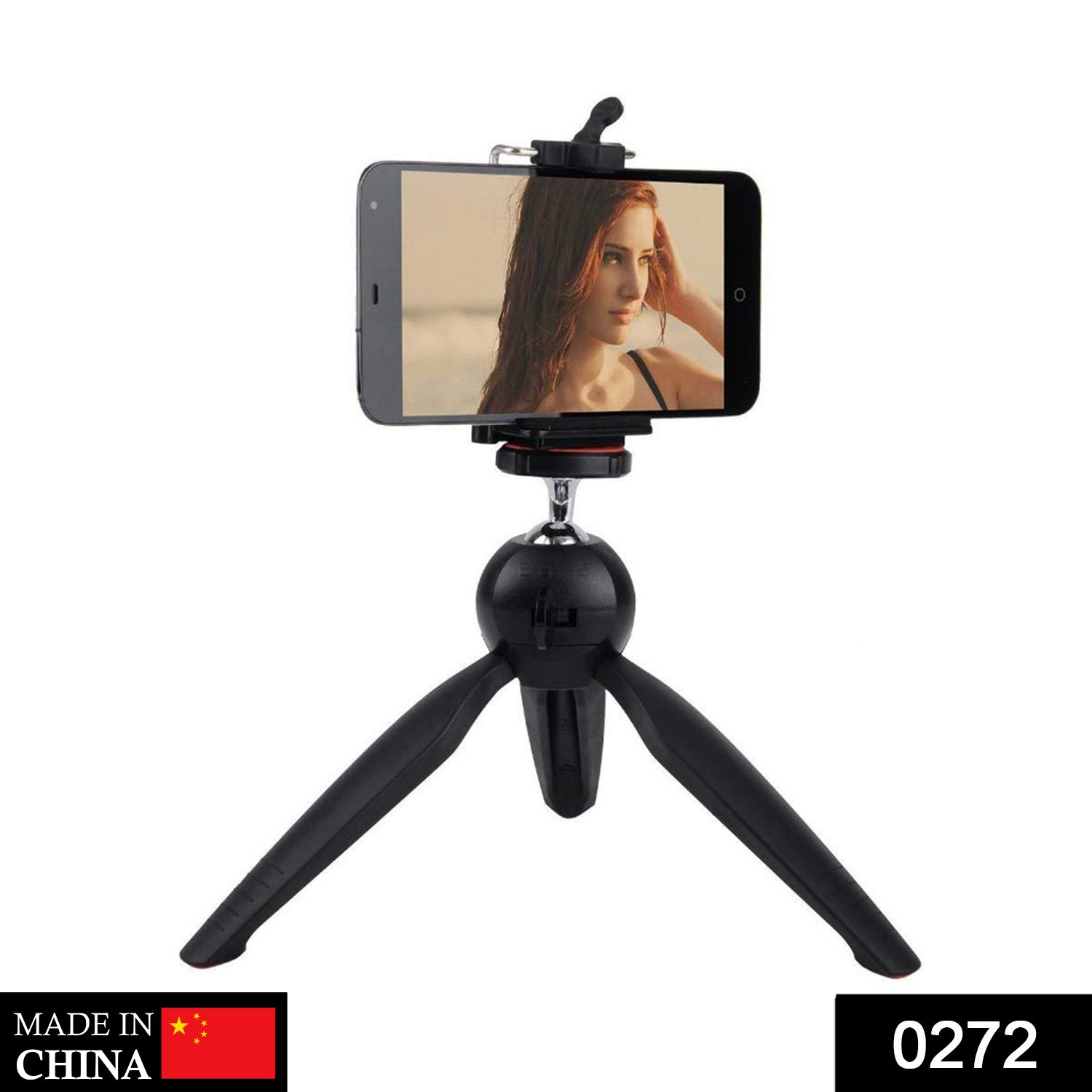 Compact mini tripod with adjustable ball head for versatile angles.