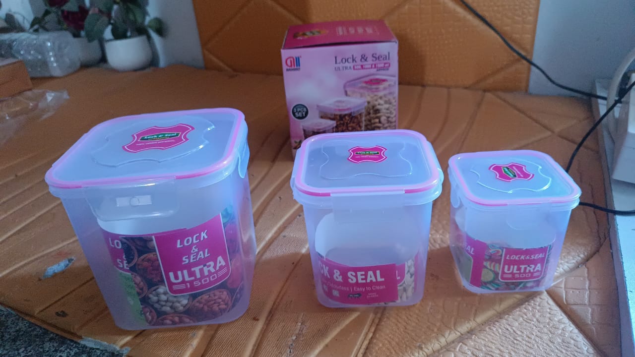 Kitchen storage container set for spices, snacks, and dry fruits