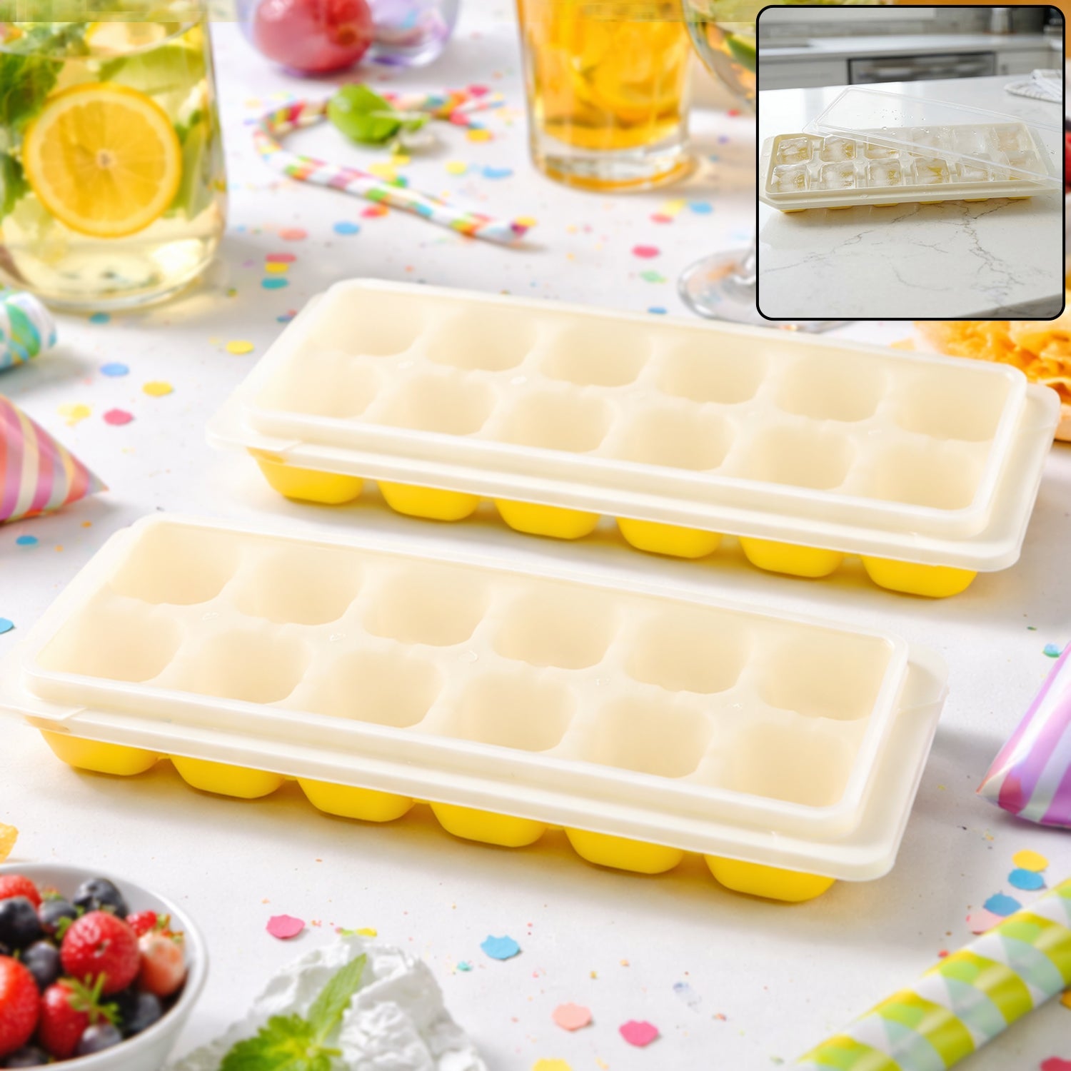 24-grid pop-up ice cube tray ideal for freezing cubes, chocolates and candies.