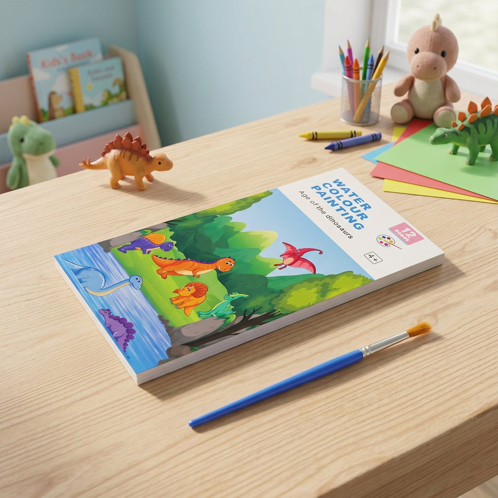 Dinosaur-themed watercolour painting book for kids