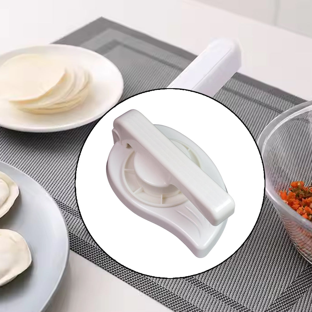Side profile of the plastic puri press with its ergonomic handle for easy operation.