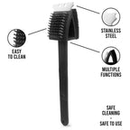 The complete silicone toilet brush set, including the brush and its stable, non-slip base.