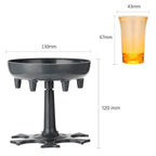 Empty Siplix 6-shot glass dispenser showing the pour spouts and tray design.