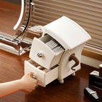 Desktop storage mini cabinet with two drawers and side hanging hook