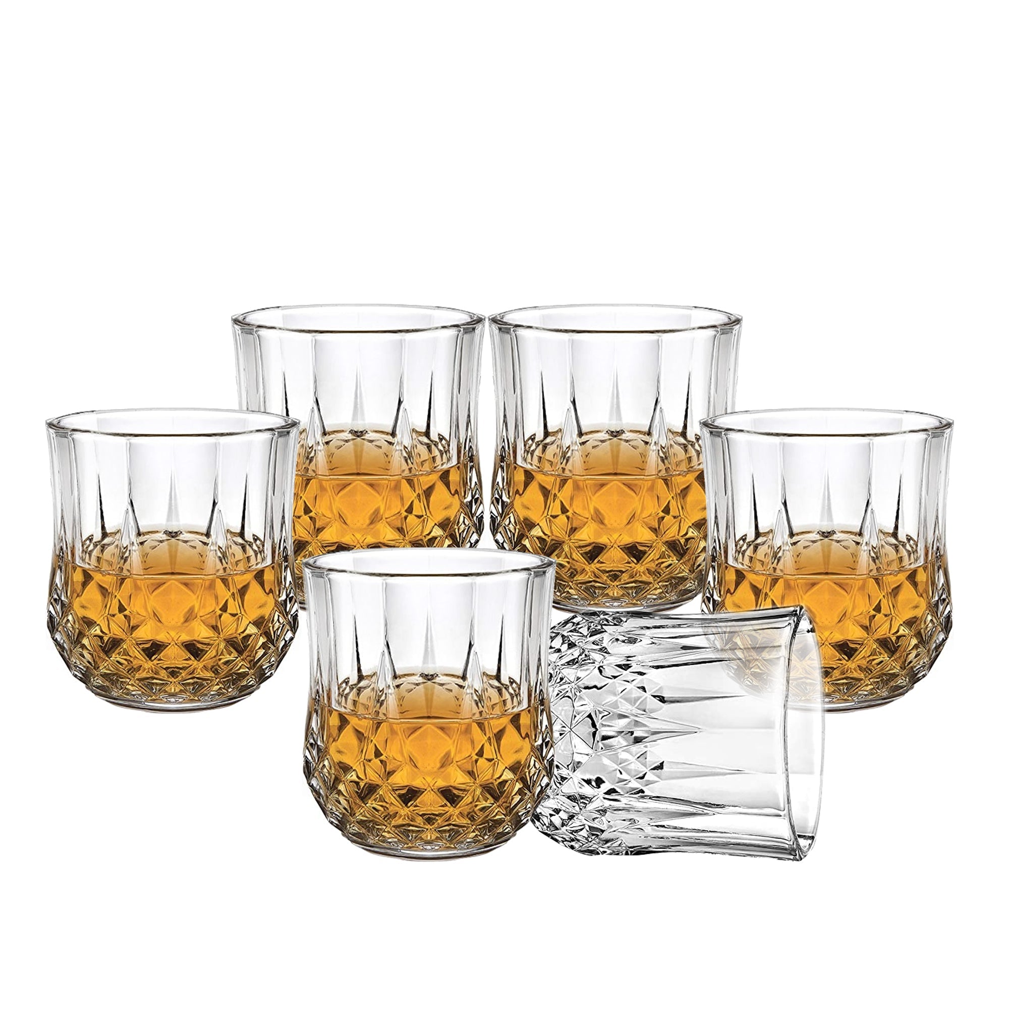 Fully transparent unbreakable plastic glasses ready for serving.