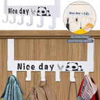 Over door hook rack holding bags and coats, demonstrating its versatility and storage capacity.