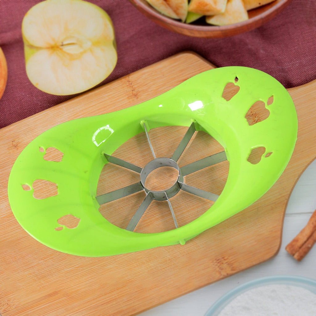 Top view of the apple cutter, highlighting its sharp stainless steel blades.