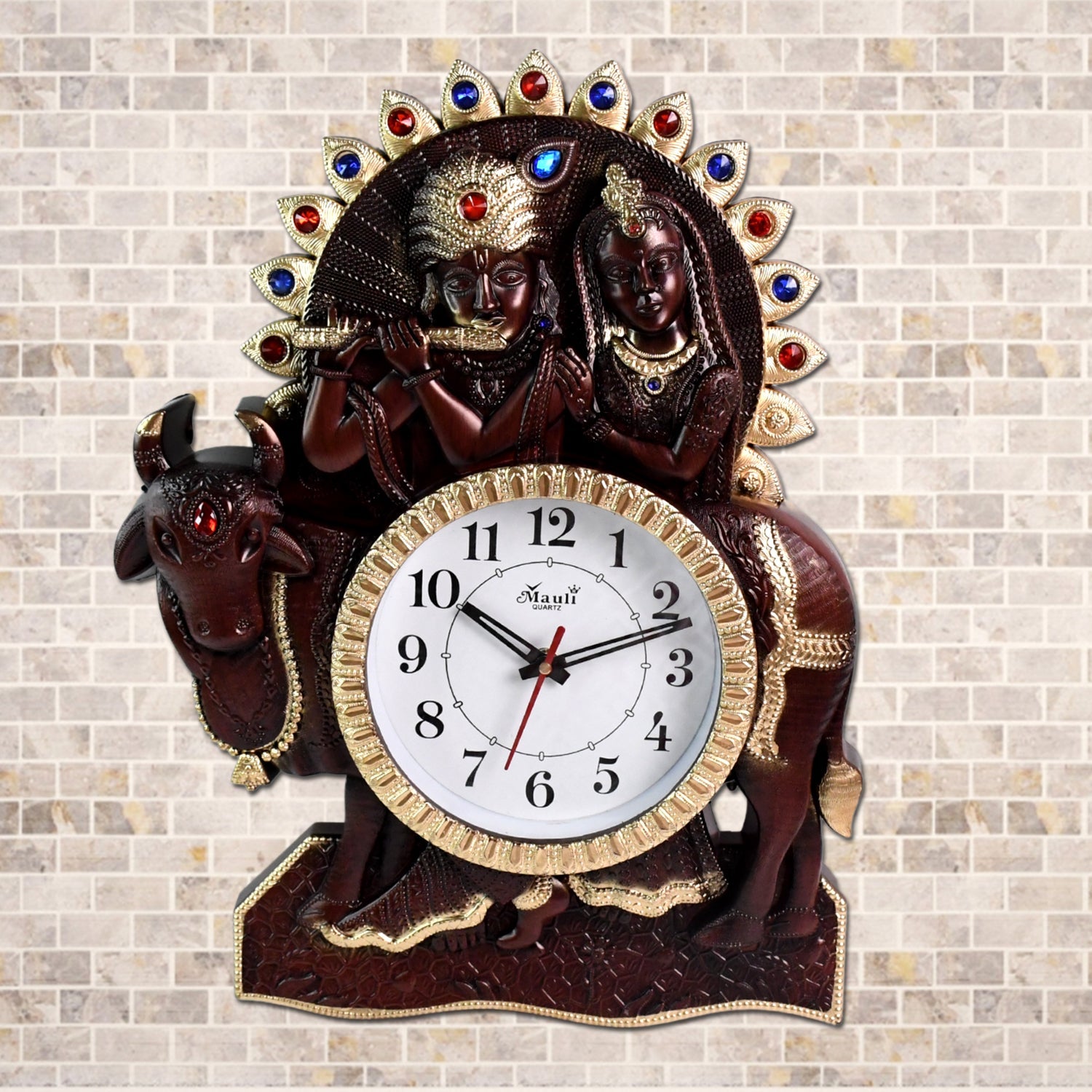 Traditional design Radha Kishan analog clock perfect for living room wall