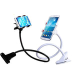 Metal phone stand showcasing its sturdy clip base and versatile angle.