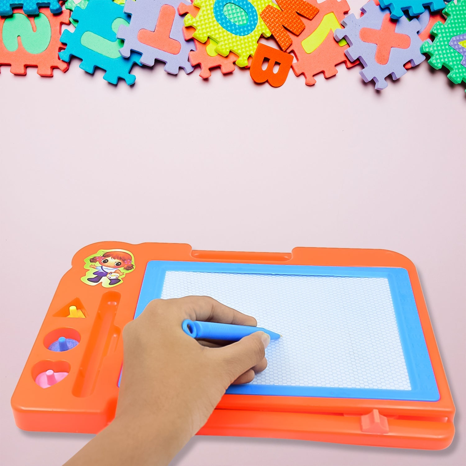 Rear view of the Magnetic Sketch Pad, highlighting its sturdy construction.