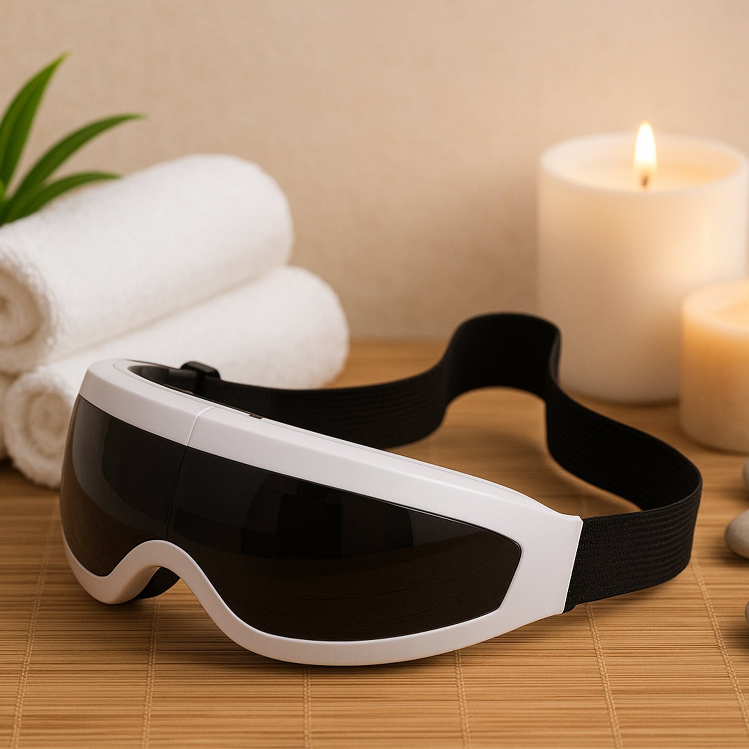 Interior view of the Electric Eye Massager, showing soft cushioning for comfort.