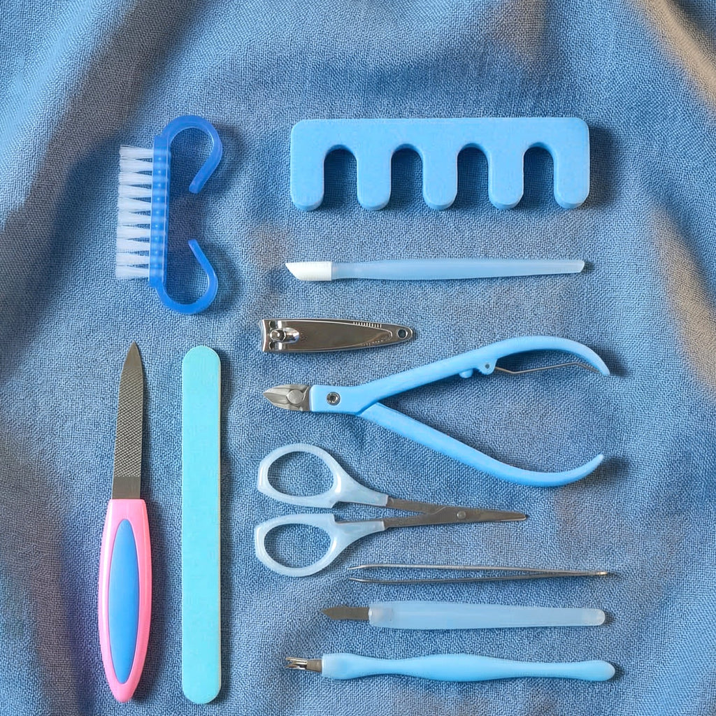 Portable 11 in 1 nail care kit for home and travel use