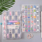 Transparent plastic organizer box with 36 compartments, ideal for beads.