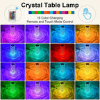 A person touching the top of the Crystal Touch Lamp to change its color.