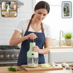 Manual vegetable chopper with 1100 ML capacity on kitchen counter