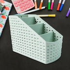 Close-up of durable woven plastic design on storage basket organizer