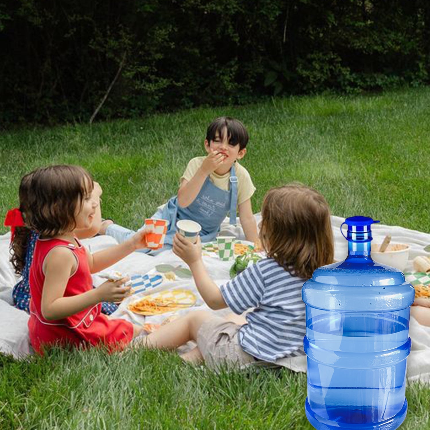Reusable silicone water jug cap with convenient hanging ring