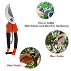 Detail of the ergonomic rubber-cushioned grip on the garden pruning shears.