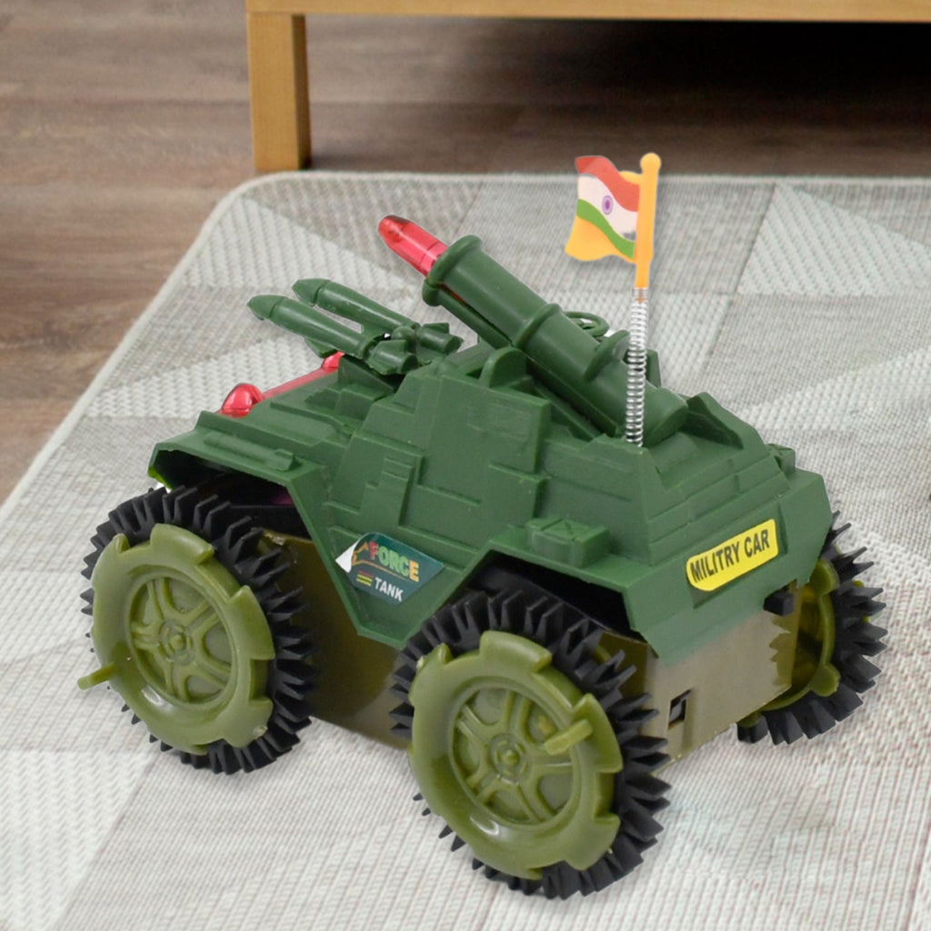 The Tumbling Tank Toy Car displaying its dazzling light effects in action.