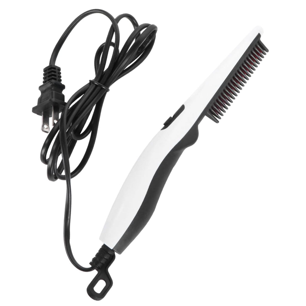 Compact electric hair straightener with protective bristles.