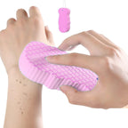 Close-up view of the fine, soft texture of the PVA exfoliating sponge.