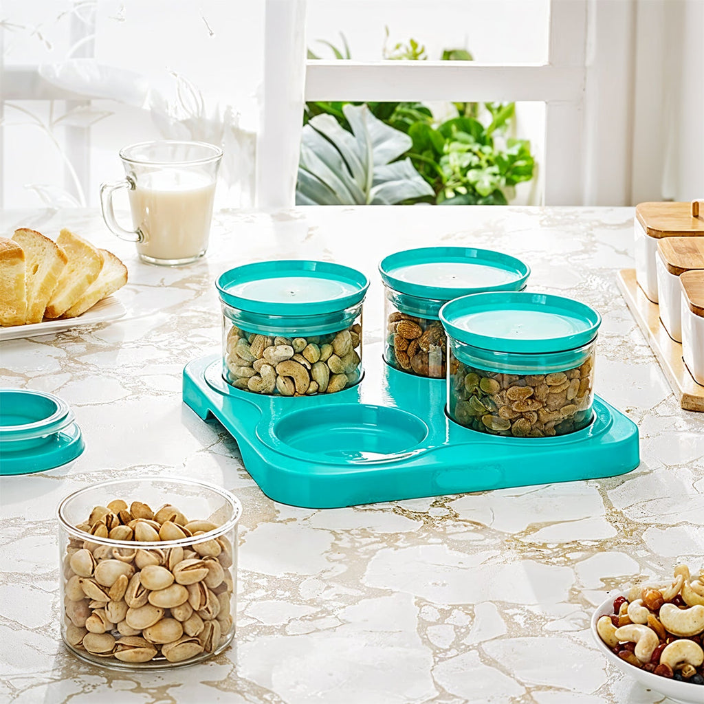 Organivo Mukhwas Dani Set filled with colorful dry fruits and spices, ready for serving.