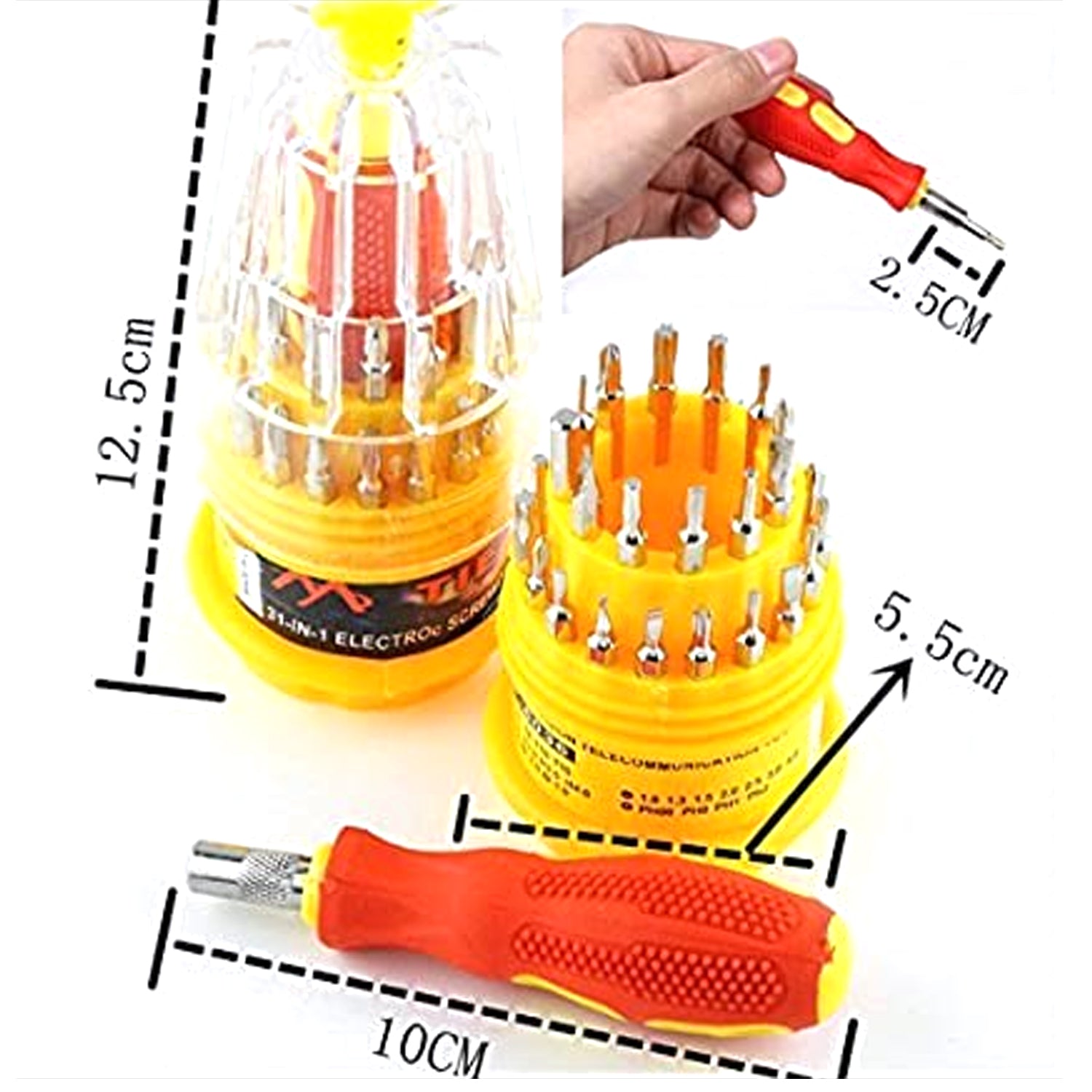 Ergonomic handle and selection of magnetic screwdriver bits from the BoltForce repair tool kit.