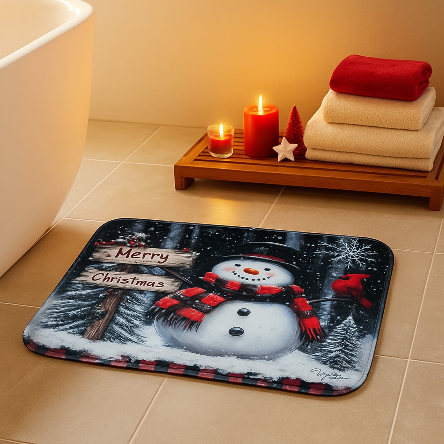 Cozy U-shaped contour toilet mat from Christmas bathroom mat set