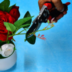 21cm red garden shears for plant pruning.
