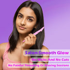 A facial hair remover razor delicately trimming fine hairs on the eyebrow area.