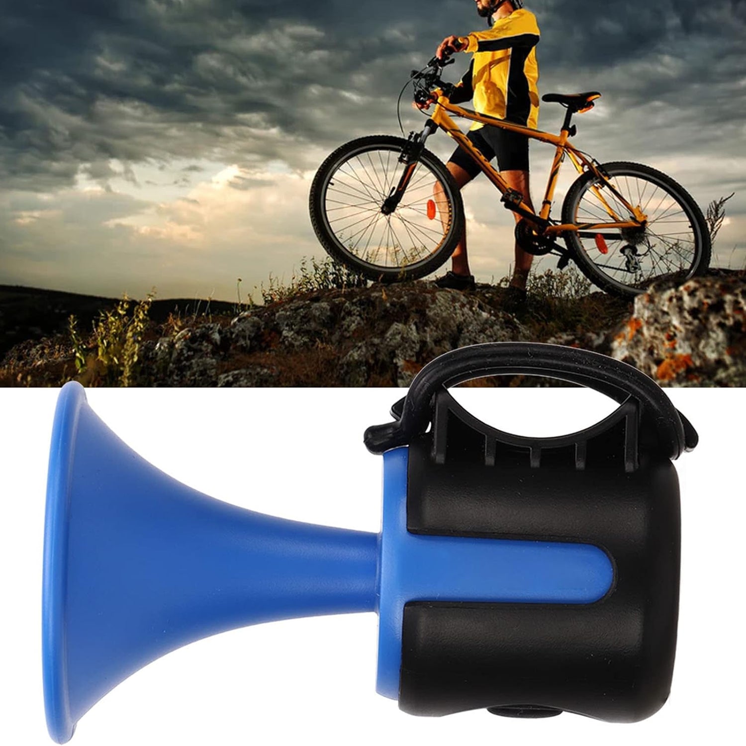 Side profile of the durable, waterproof electric bicycle horn made from ABS and PC materials.