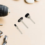 Pen-shaped brass wire brush attachment for precision cleaning with a drill.