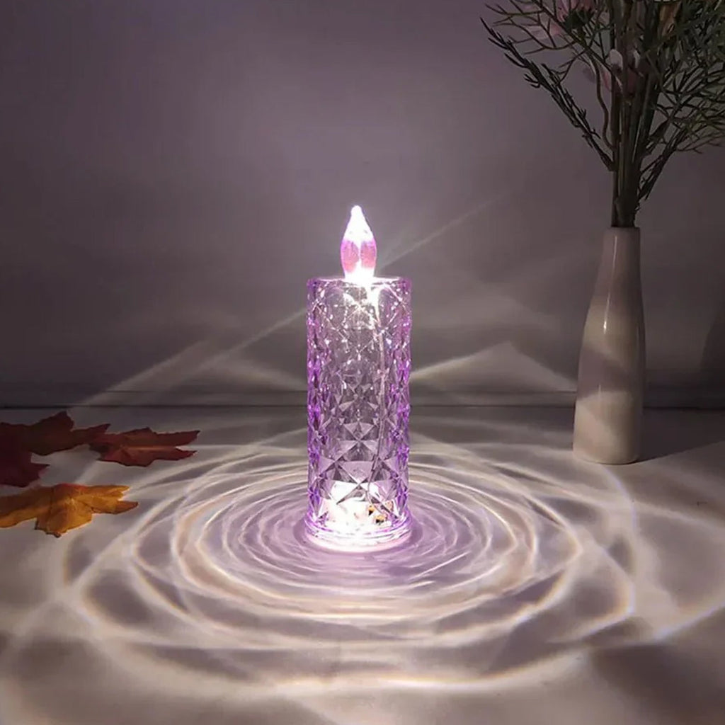 Purple LED crystal candlelight creating ambient light for home decoration