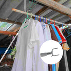 Close-up of the retractable clothing hook rod mechanism and handle.