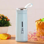 High-quality borosilicate glass sports bottle demonstrating its spill-proof cap and sturdy build.