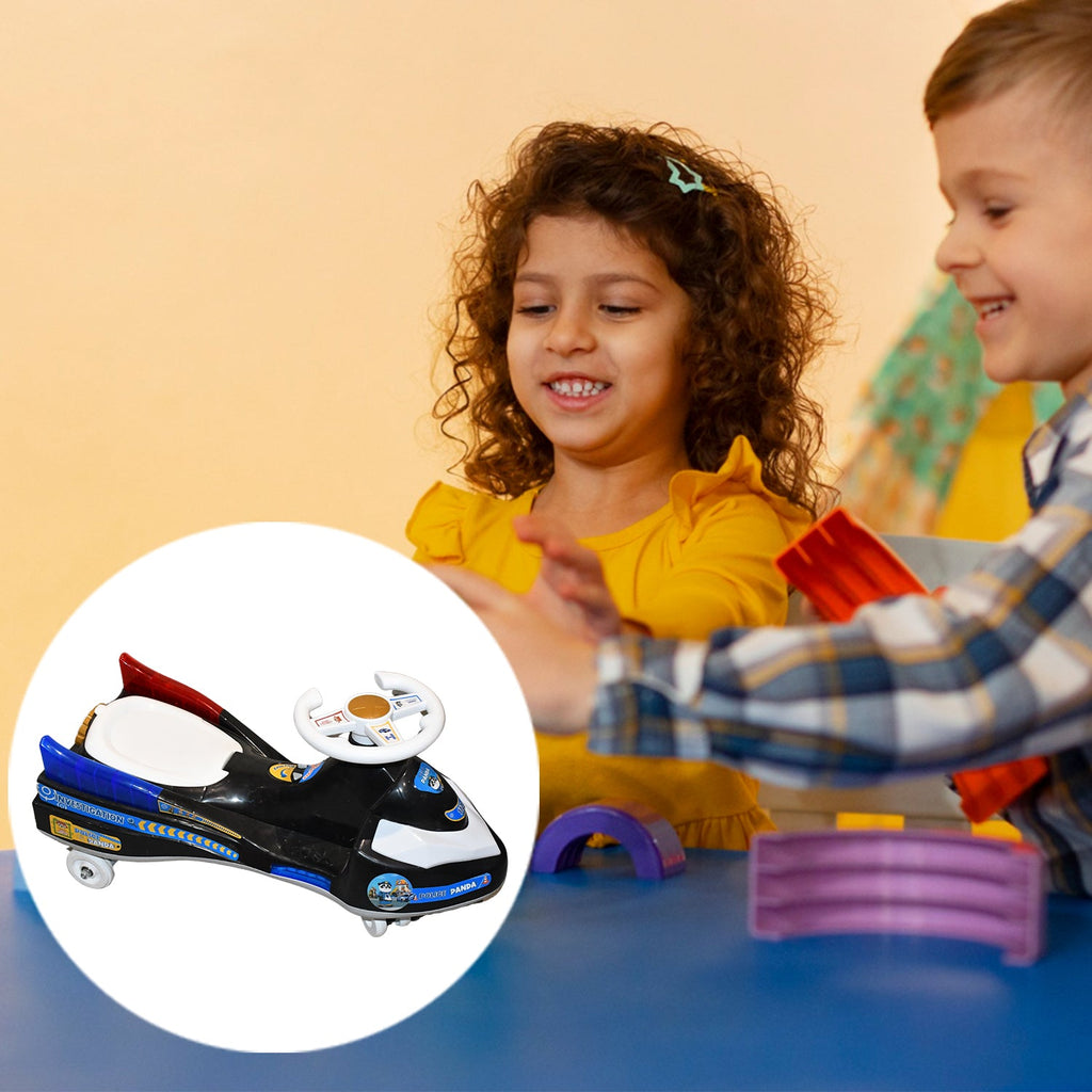 Close-up of Police Ride-On Toy Car with LED lights and police theme for kids