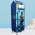 Foldable baby wardrobe with cartoon hut design showing front view and 6 shelves