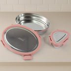 Durable Stainless Steel 2-Piece Lunch Box Set Ideal for School and Office