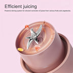 Close-up view of the Siplix portable USB juicer with its ergonomic handle.