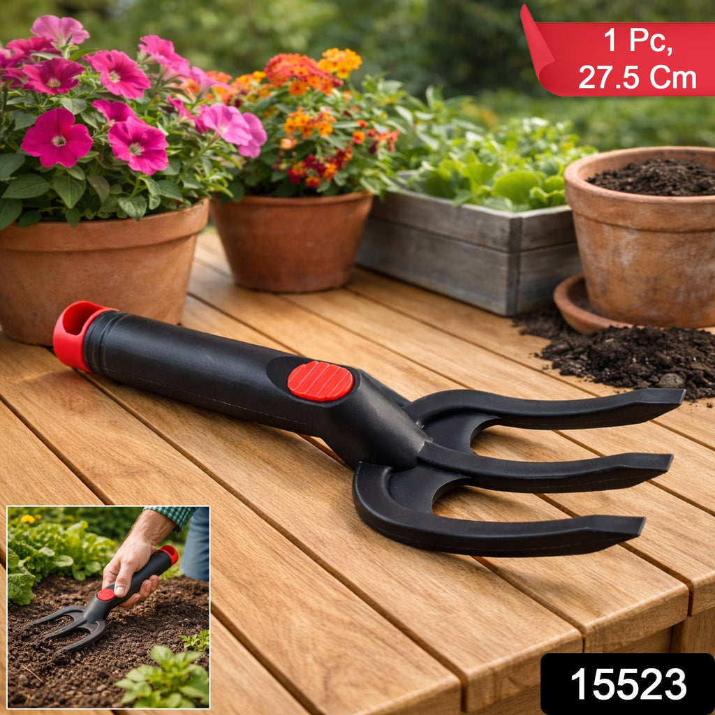 Ergonomic handle of the garden hand cultivator fork for comfortable grip